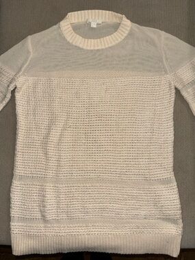 COS Cream Short-Sleeve Crewneck Knit Sweater